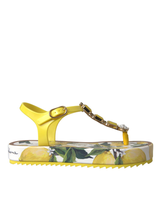 Sandalias planas y zapatos de playa con limón amarillo de Dolce &amp; Gabbana