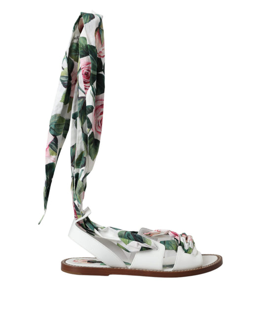 Sandalias cruzadas hasta el tobillo con estampado floral multicolor de Dolce &amp; Gabbana