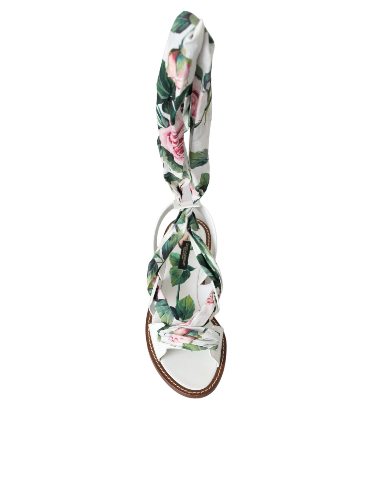 Sandalias cruzadas hasta el tobillo con estampado floral multicolor de Dolce &amp; Gabbana