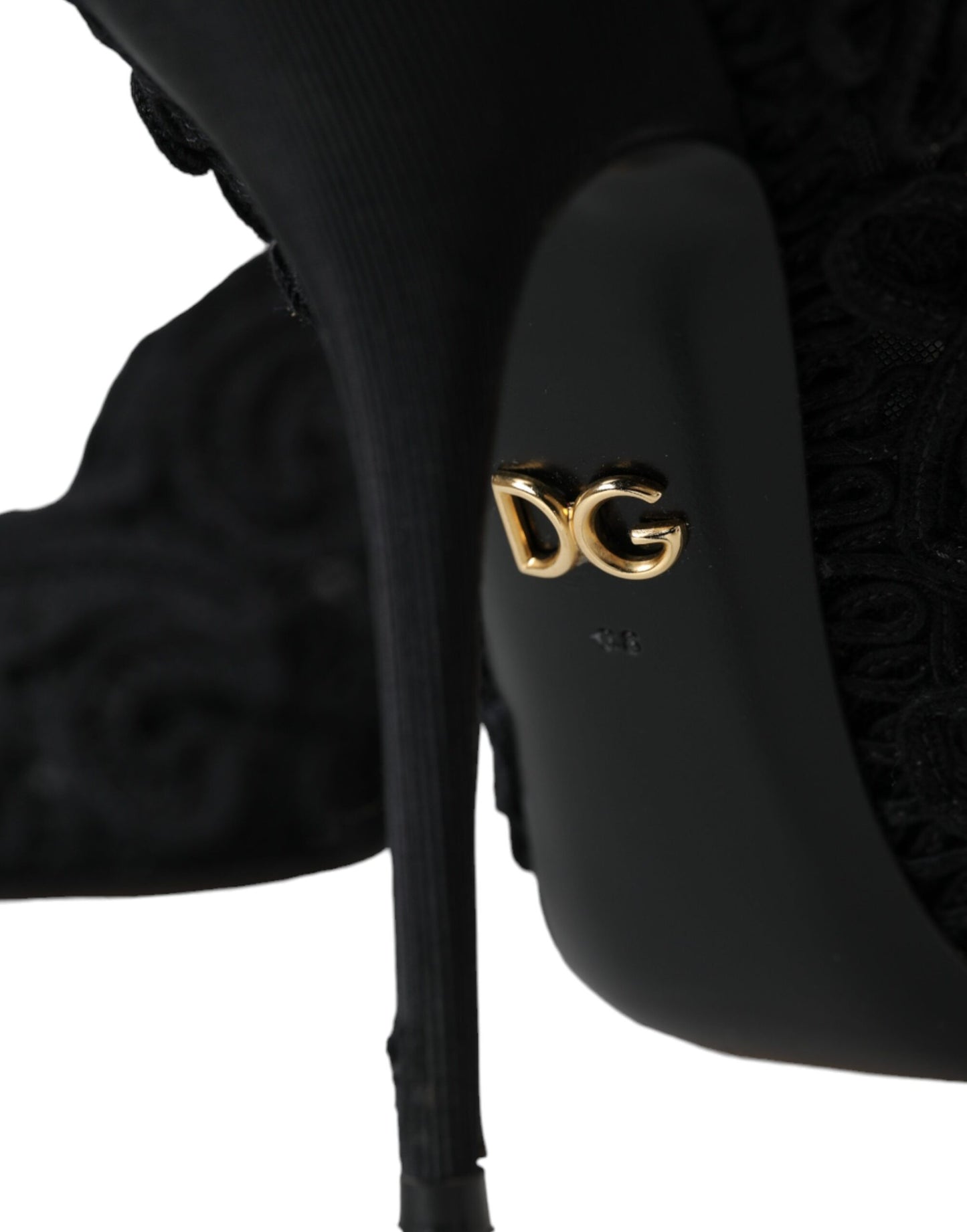 Dolce &amp; Gabbana Zapatos negros con puntera abierta Cordonetto Ricamo