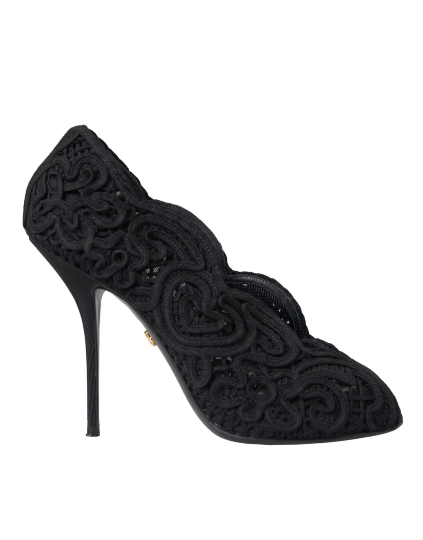 Dolce &amp; Gabbana Zapatos negros con puntera abierta Cordonetto Ricamo