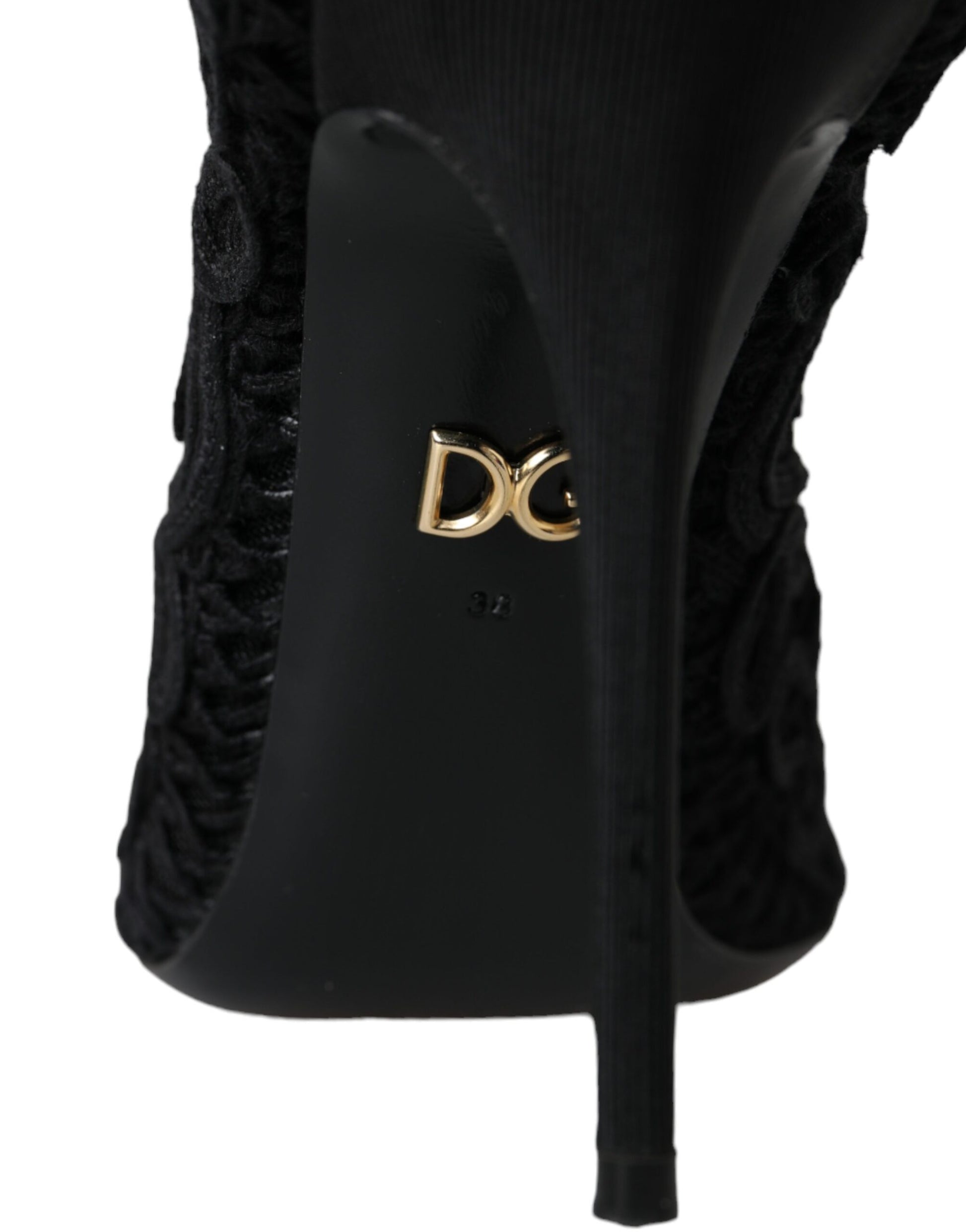 Dolce &amp; Gabbana Zapatos negros con puntera abierta Cordonetto Ricamo