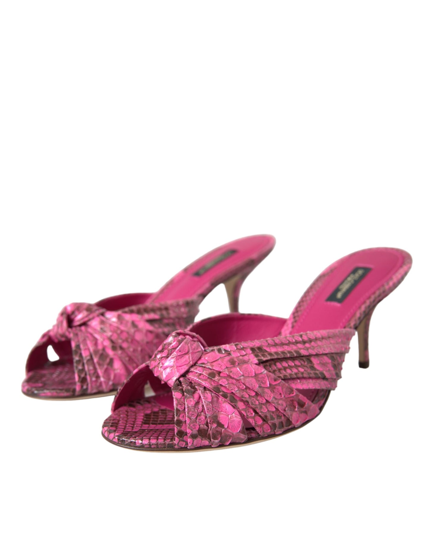 Zapatos tipo chanclas con tacón bajo y tacón bajo de piel exótica en color rosa de Dolce &amp; Gabbana