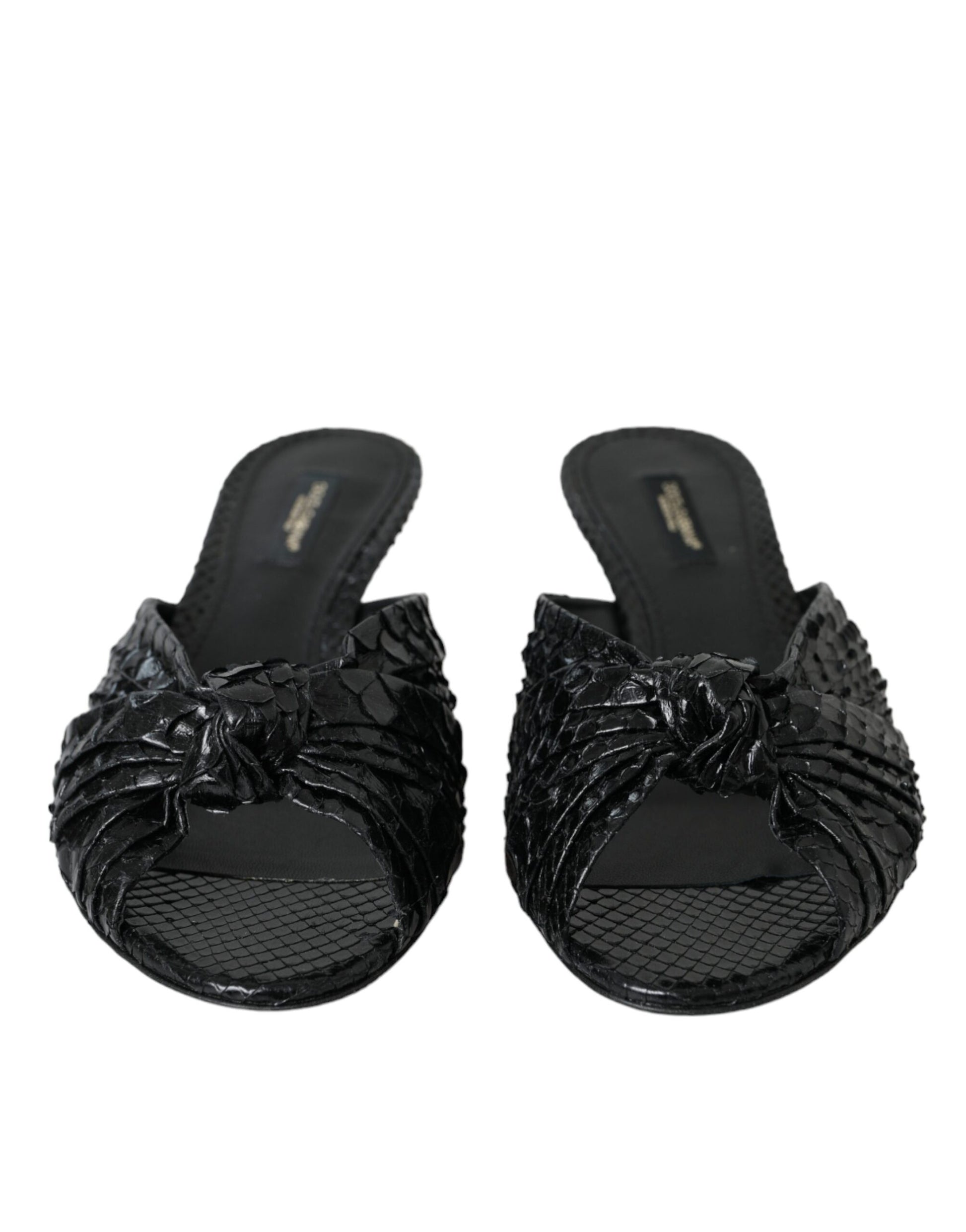 Zapatos tipo slides con tacón de piel exótica negra de Dolce &amp; Gabbana