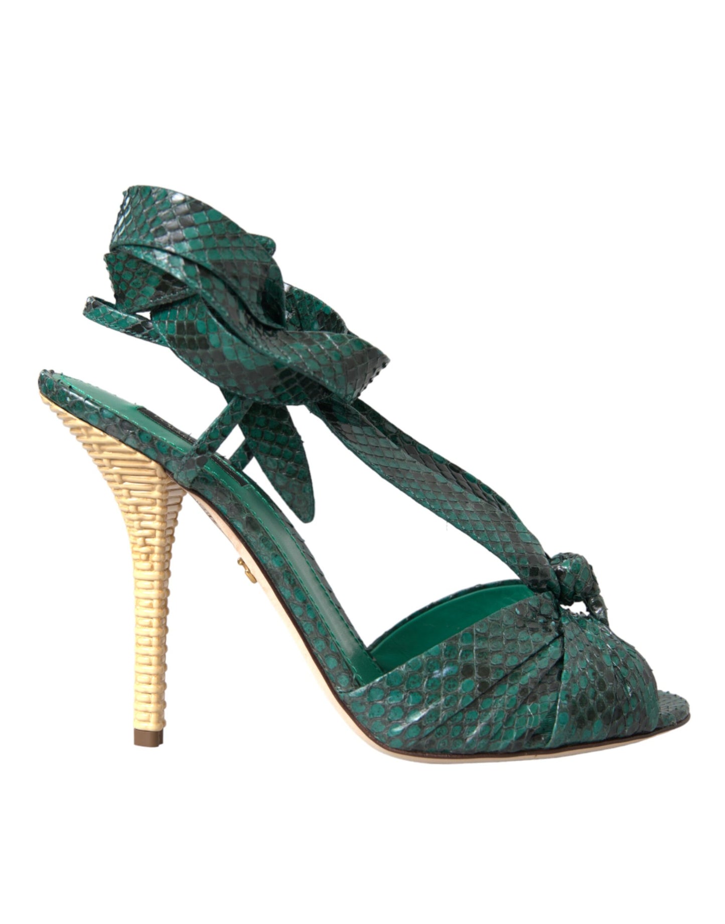 Dolce & Gabbana Green Exotic Leather Heels Sandals Shoes