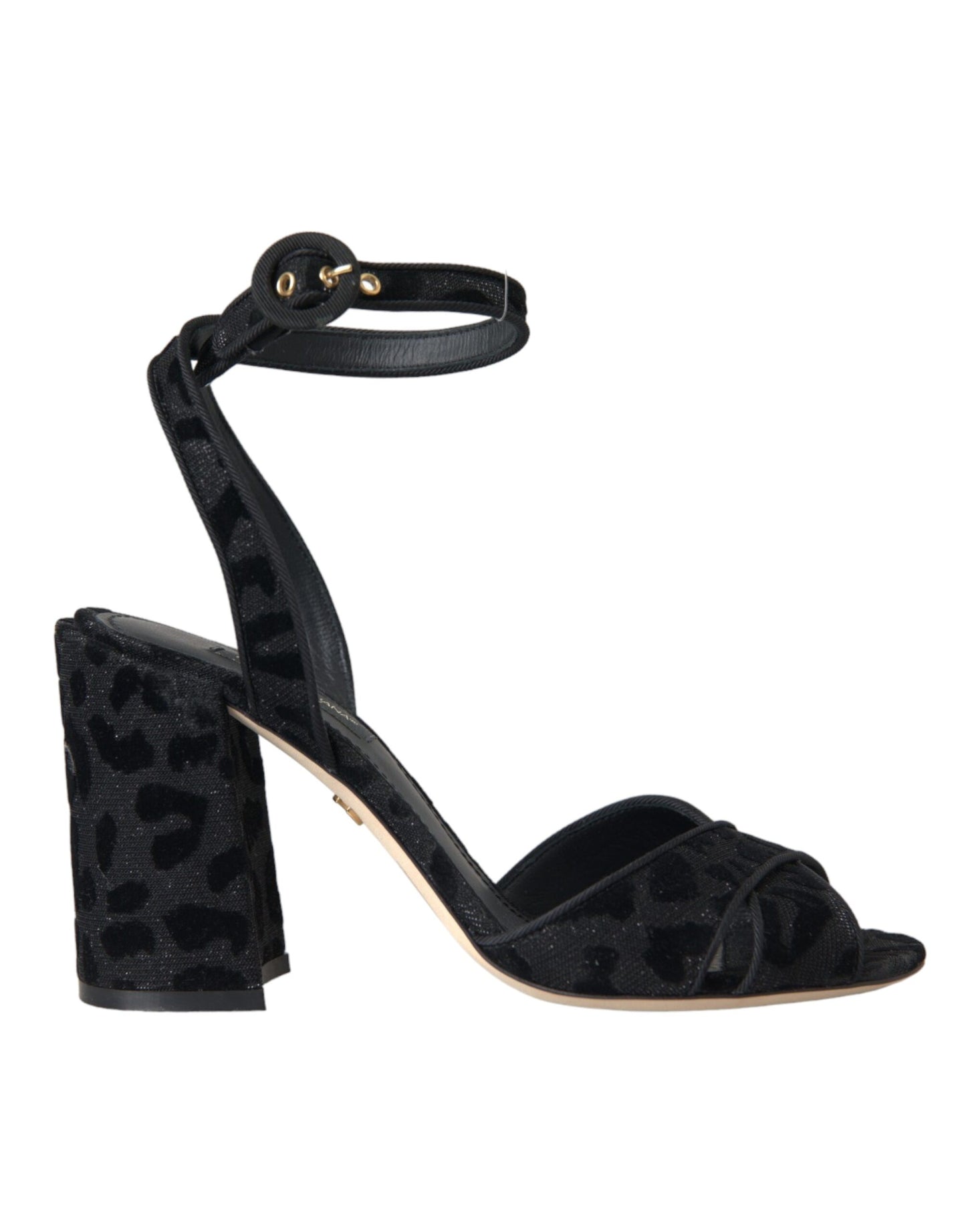 Sandalias y zapatos de tacón de ante con estampado de leopardo en color negro de Dolce &amp; Gabbana