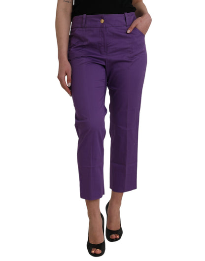 Pantalones rectos de talle medio de algodón morado de BENCIVENGA