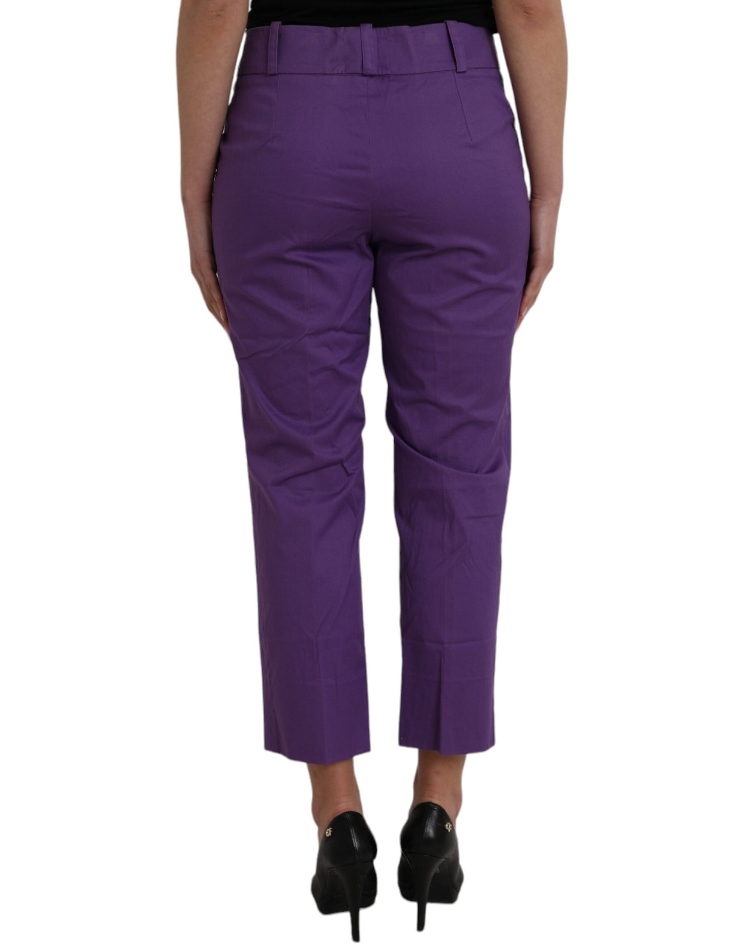 Pantalones rectos de talle medio de algodón morado de BENCIVENGA