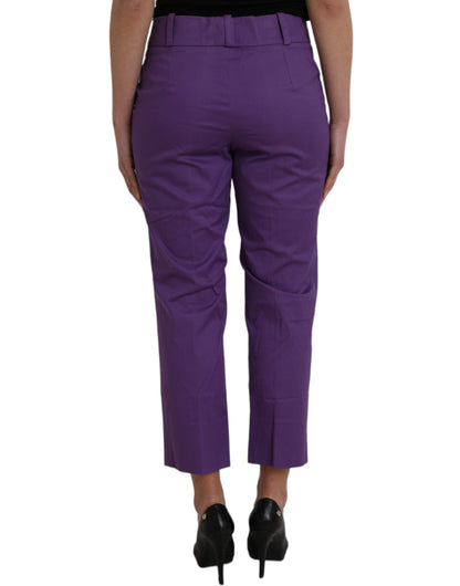 Pantalones rectos de talle medio de algodón morado de BENCIVENGA