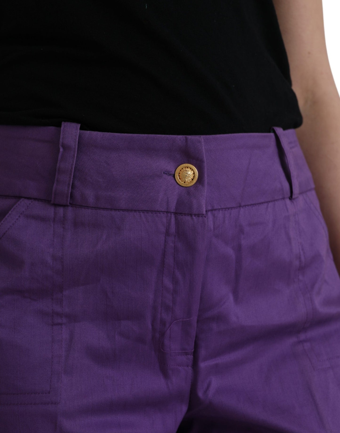 Pantalones rectos de talle medio de algodón morado de BENCIVENGA