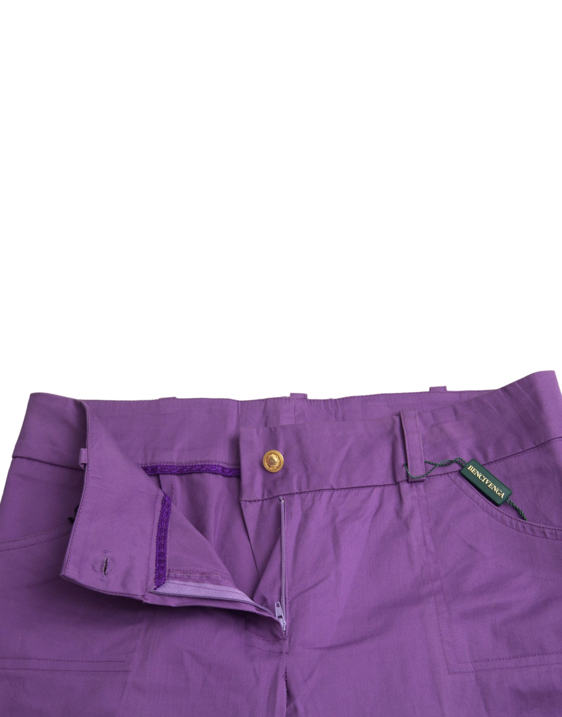 Pantalones rectos de talle medio de algodón morado de BENCIVENGA