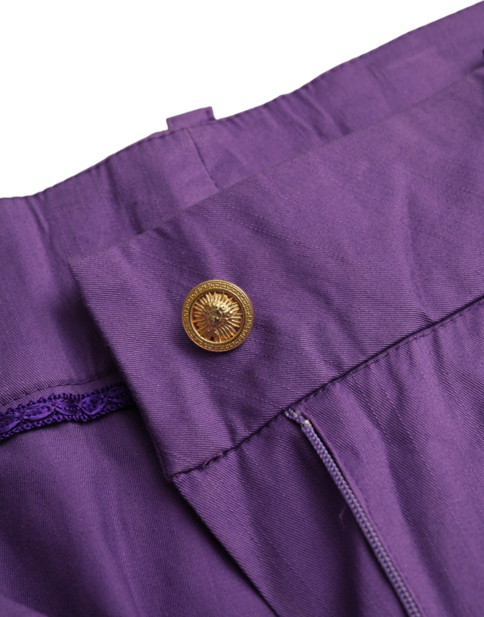 Pantalones rectos de talle medio de algodón morado de BENCIVENGA