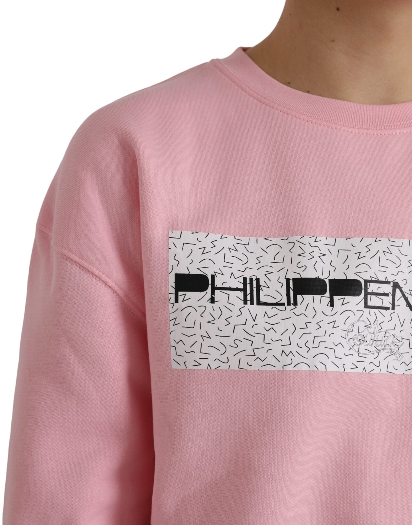 Suéter de manga larga con estampado de logotipo en algodón rosa de Philippe Model