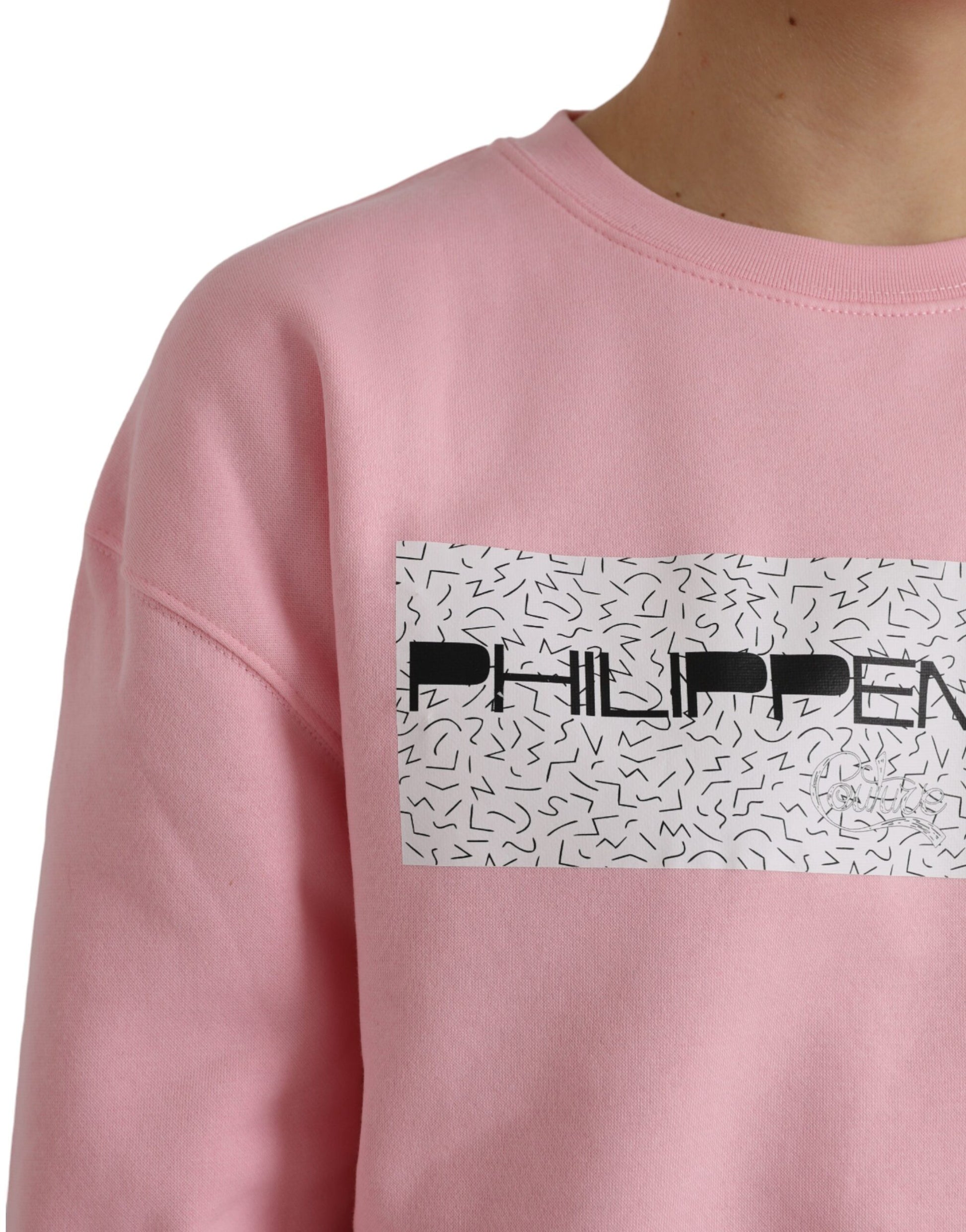 Suéter de manga larga con estampado de logotipo en algodón rosa de Philippe Model