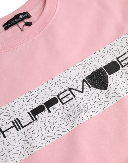 Suéter de manga larga con estampado de logotipo en algodón rosa de Philippe Model