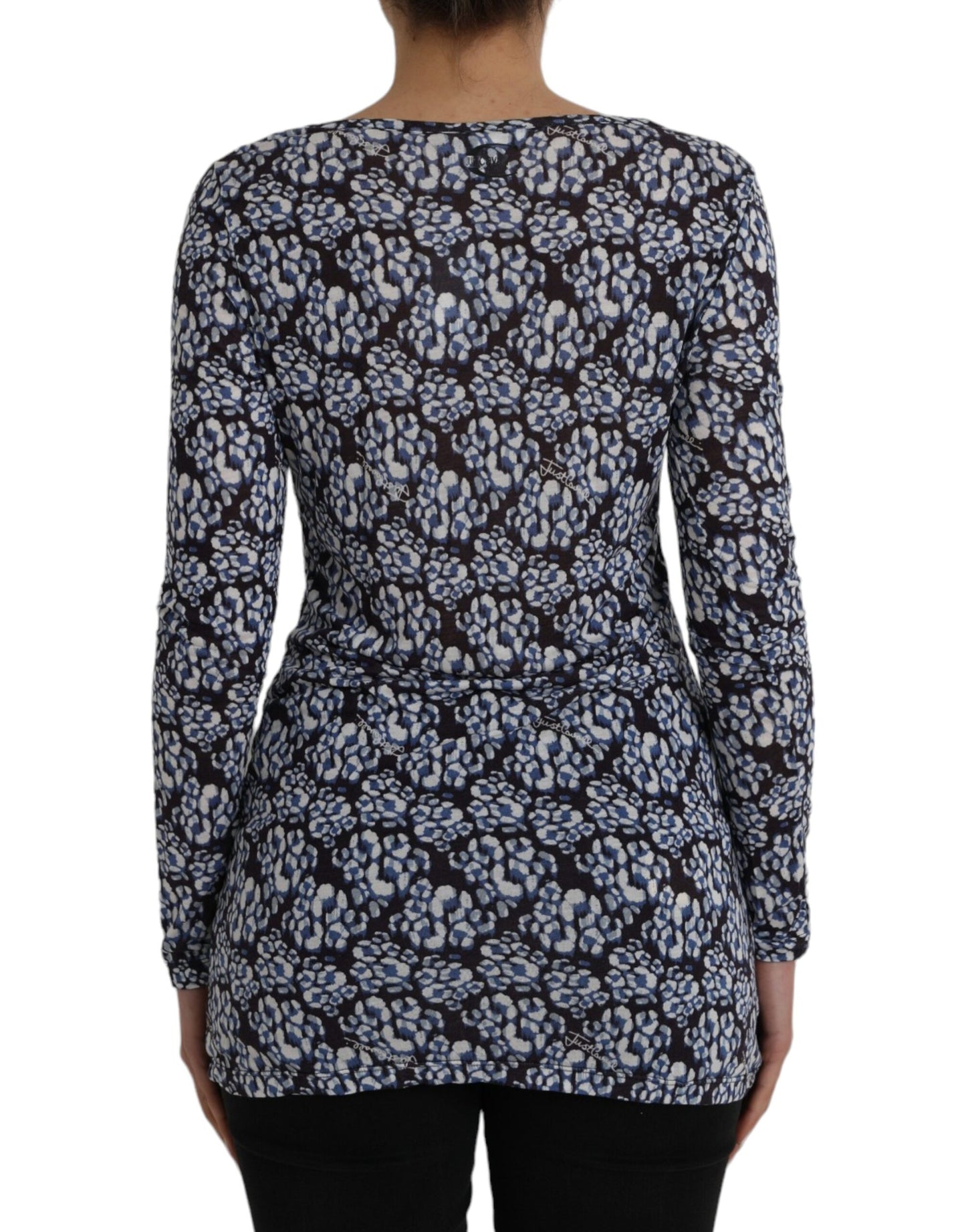 Blusa interior de manga larga con encaje floral azul de Just Cavalli