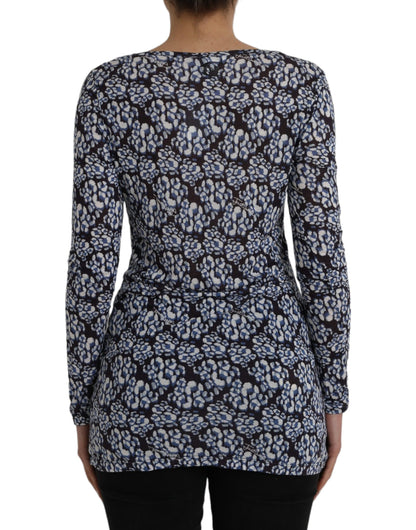 Blusa interior de manga larga con encaje floral azul de Just Cavalli