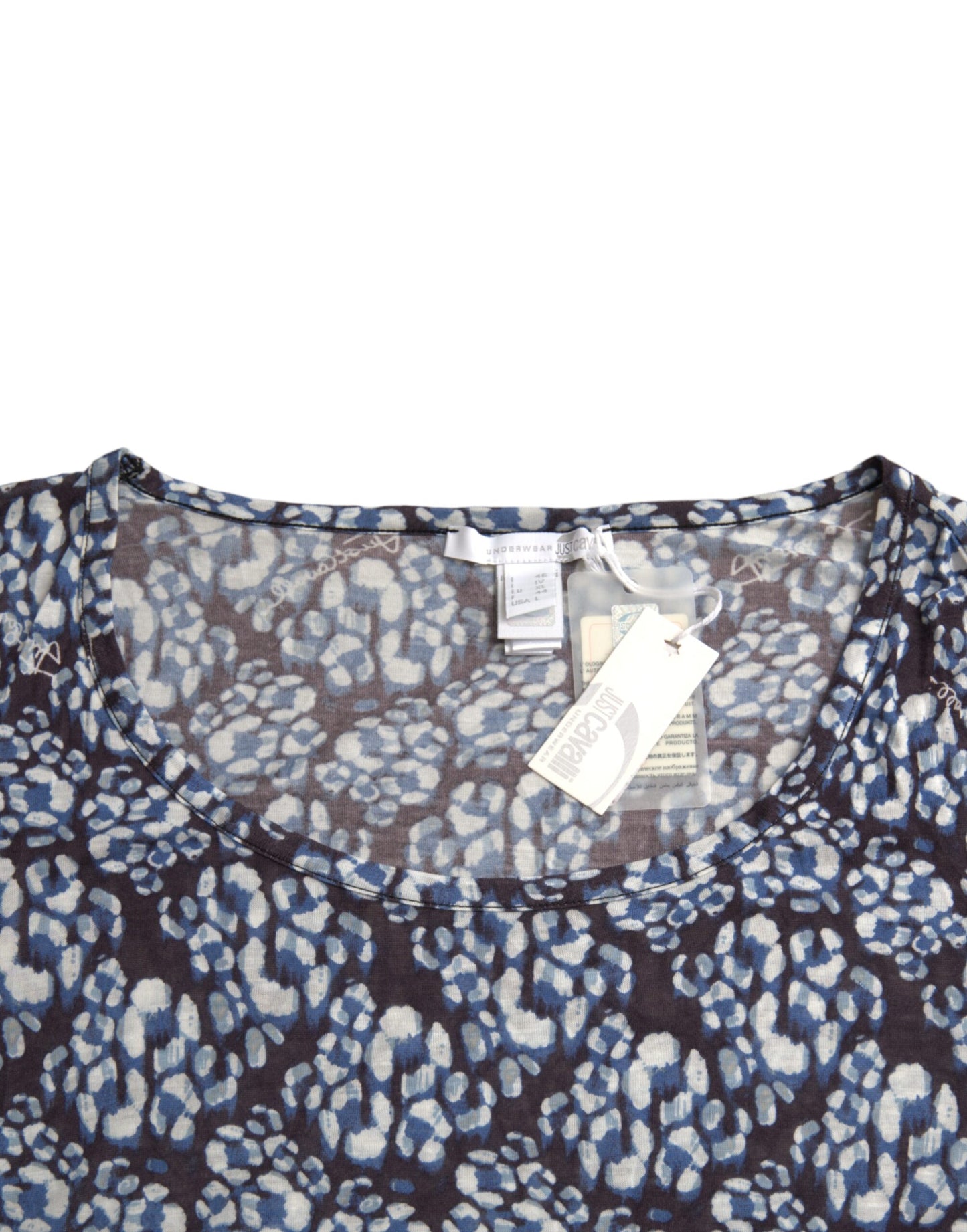 Blusa interior de manga larga con encaje floral azul de Just Cavalli