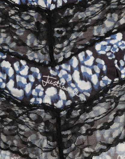 Blusa interior de manga larga con encaje floral azul de Just Cavalli