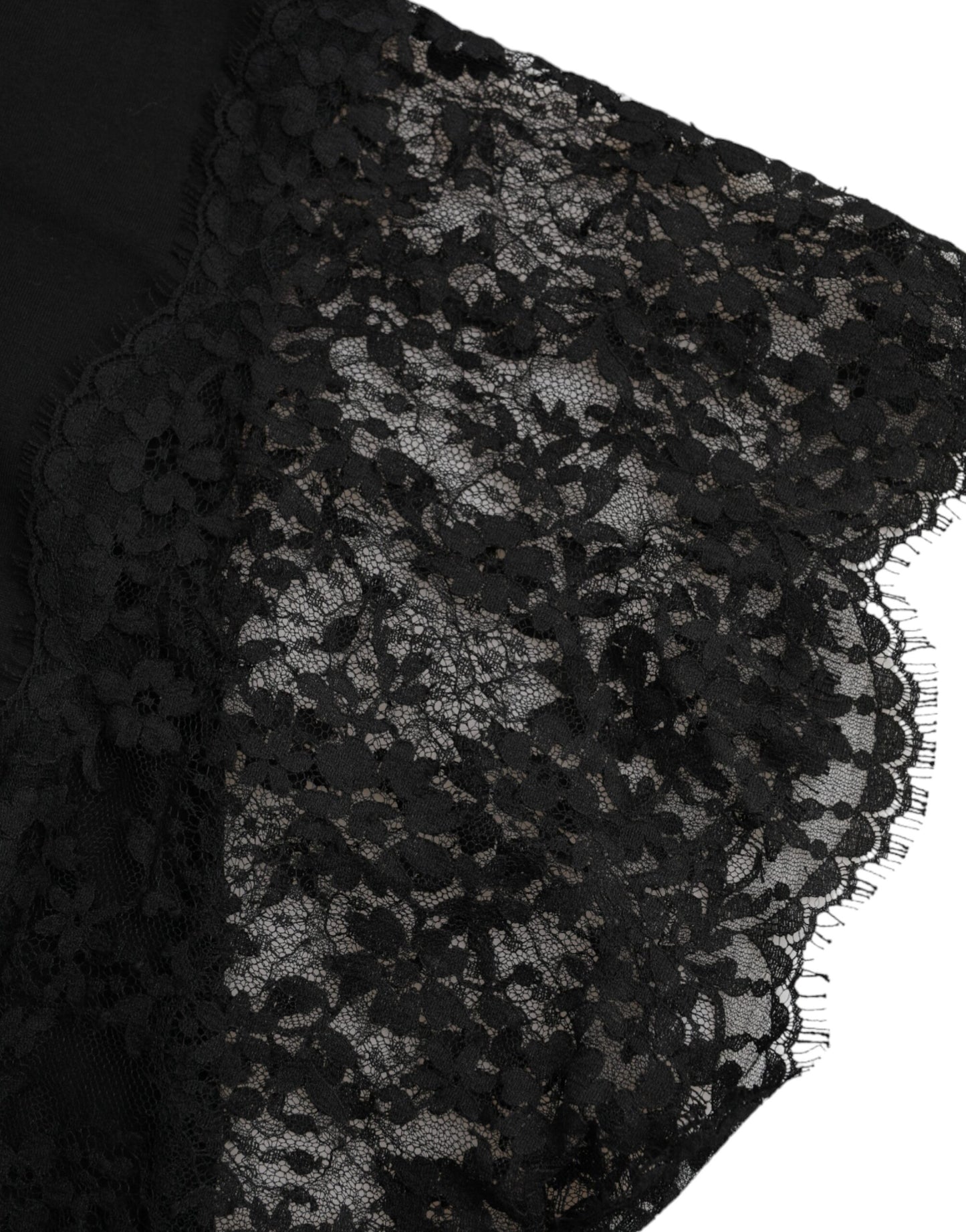 Camiseta de encaje de algodón con estampado Sacred Heart de Dolce &amp; Gabbana en color negro