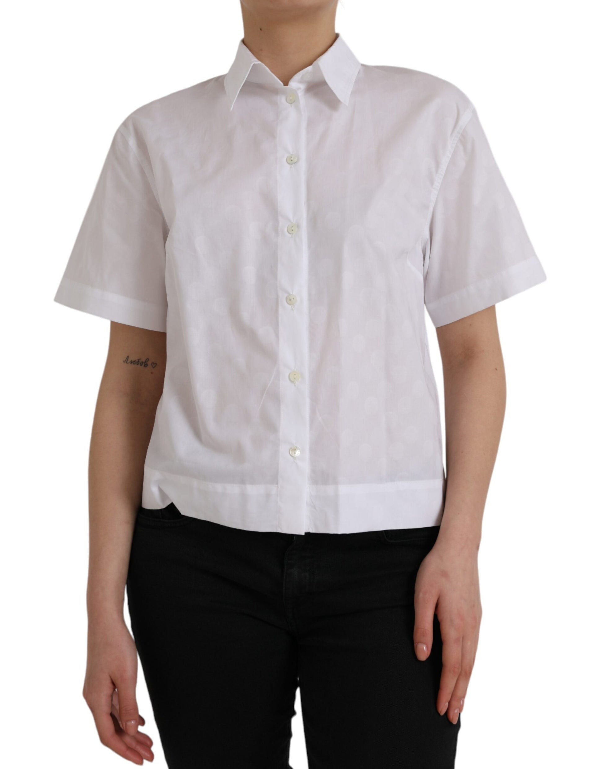 Camisa tipo polo de manga corta con cuello blanco de Dolce &amp; Gabbana