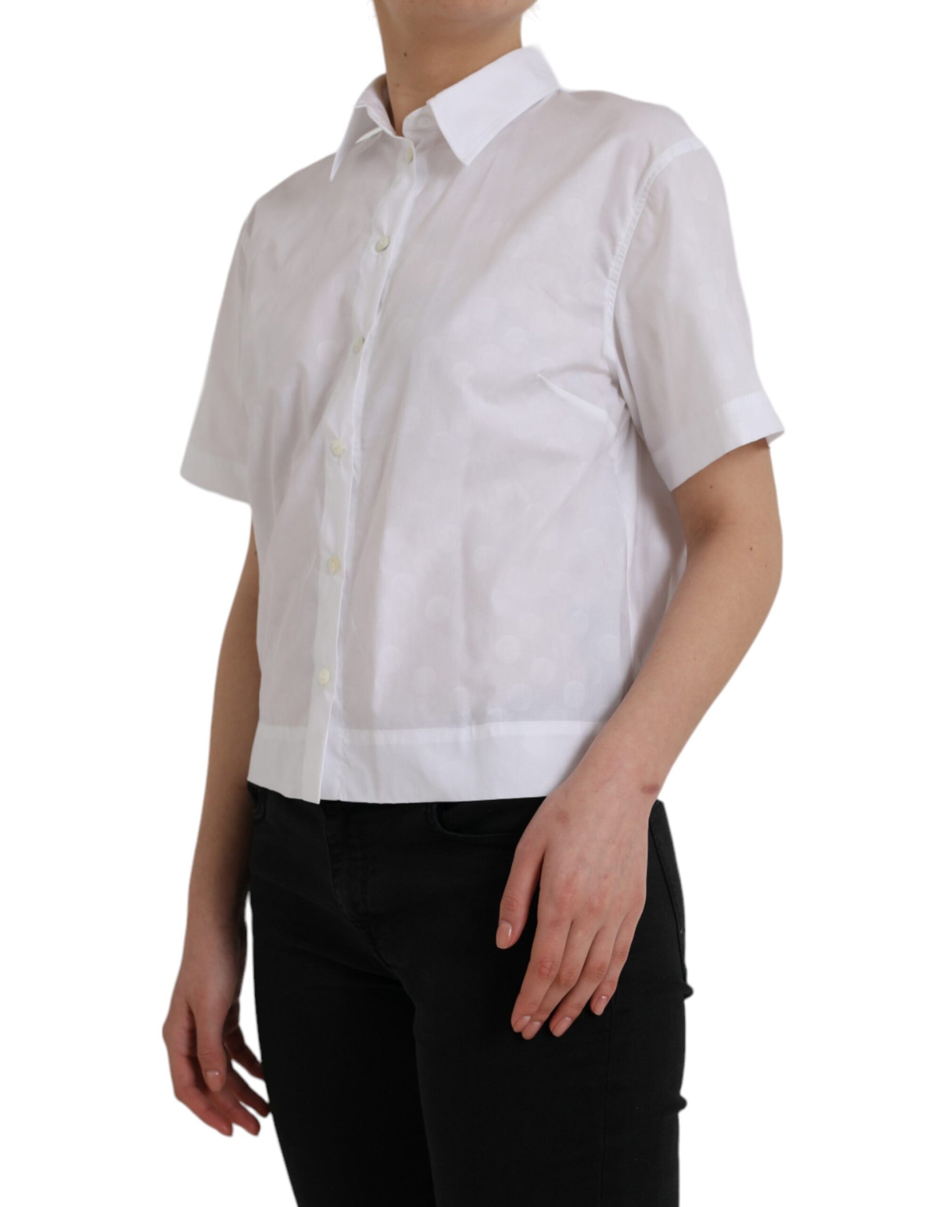 Camisa tipo polo de manga corta con cuello blanco de Dolce &amp; Gabbana