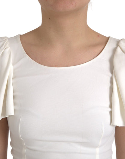 Top de viscosa blanca con cuello redondo y mangas cortas de Dolce &amp; Gabbana