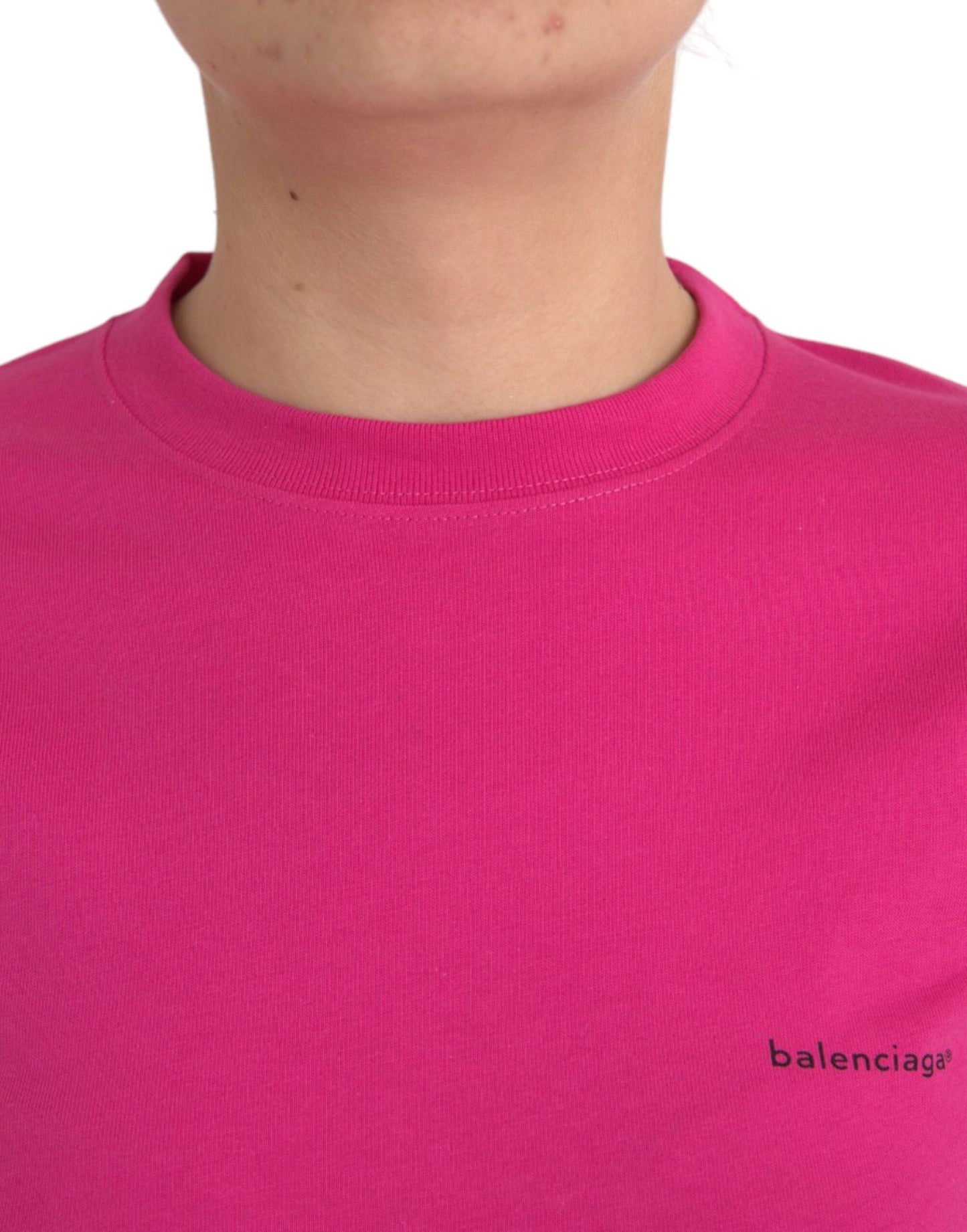 Camiseta de manga corta con cuello redondo de algodón rosa de Balenciaga