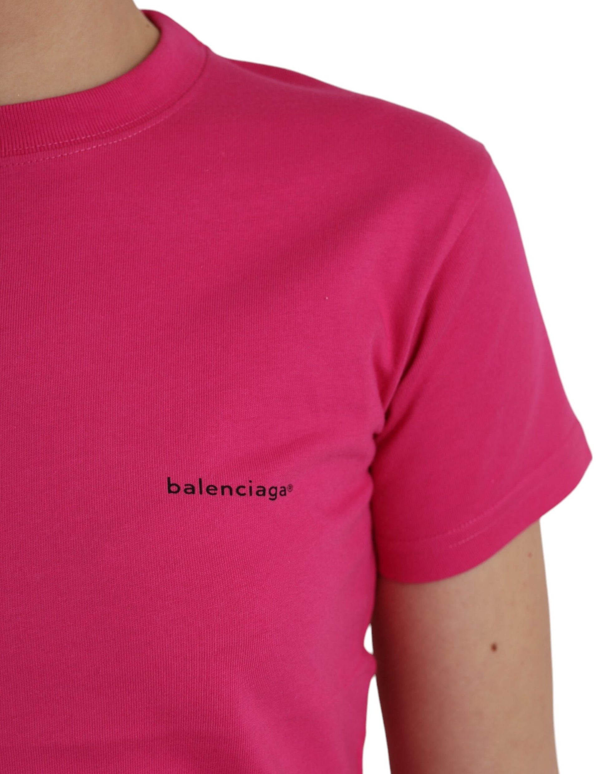 Camiseta de manga corta con cuello redondo de algodón rosa de Balenciaga