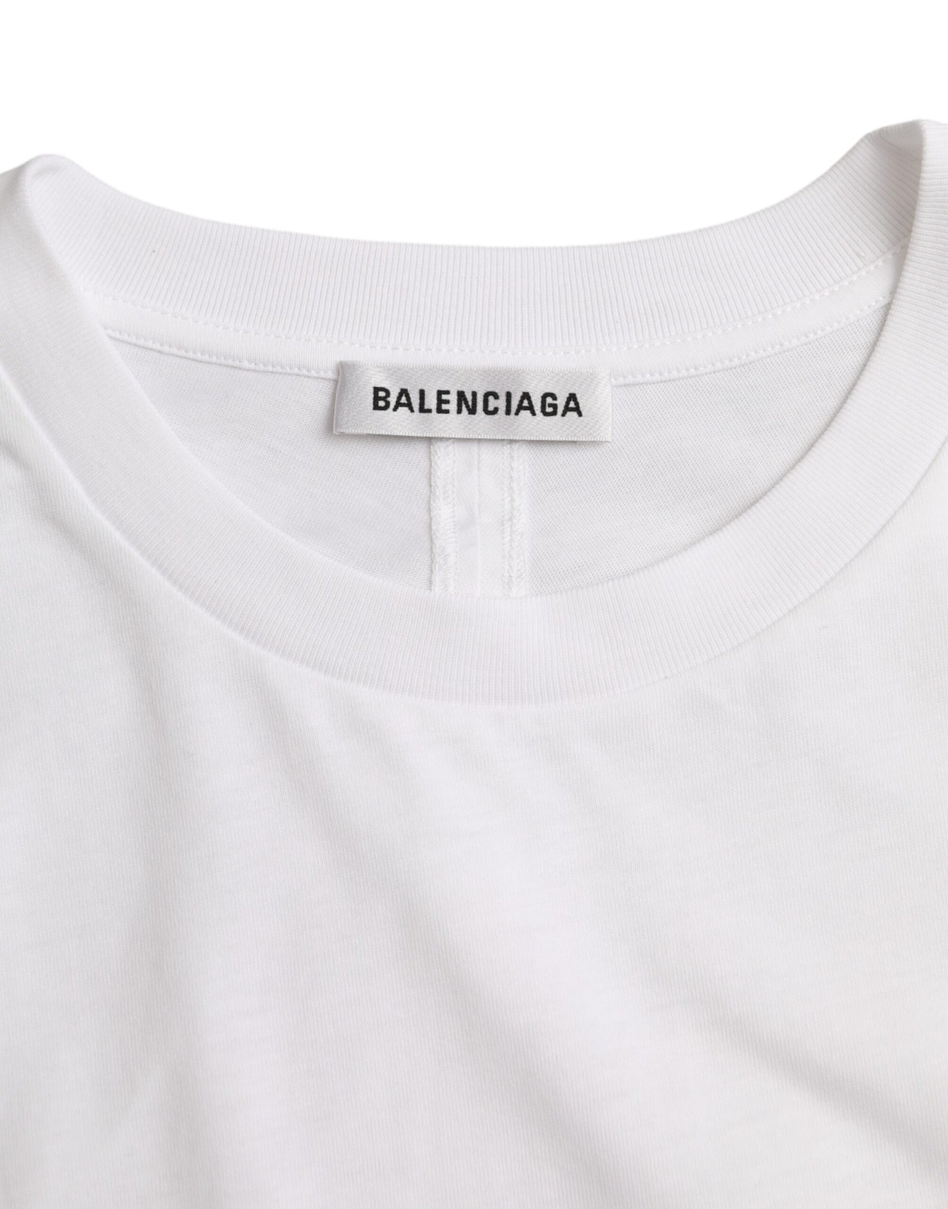 Camiseta de manga corta con cuello redondo de algodón blanco de Balenciaga