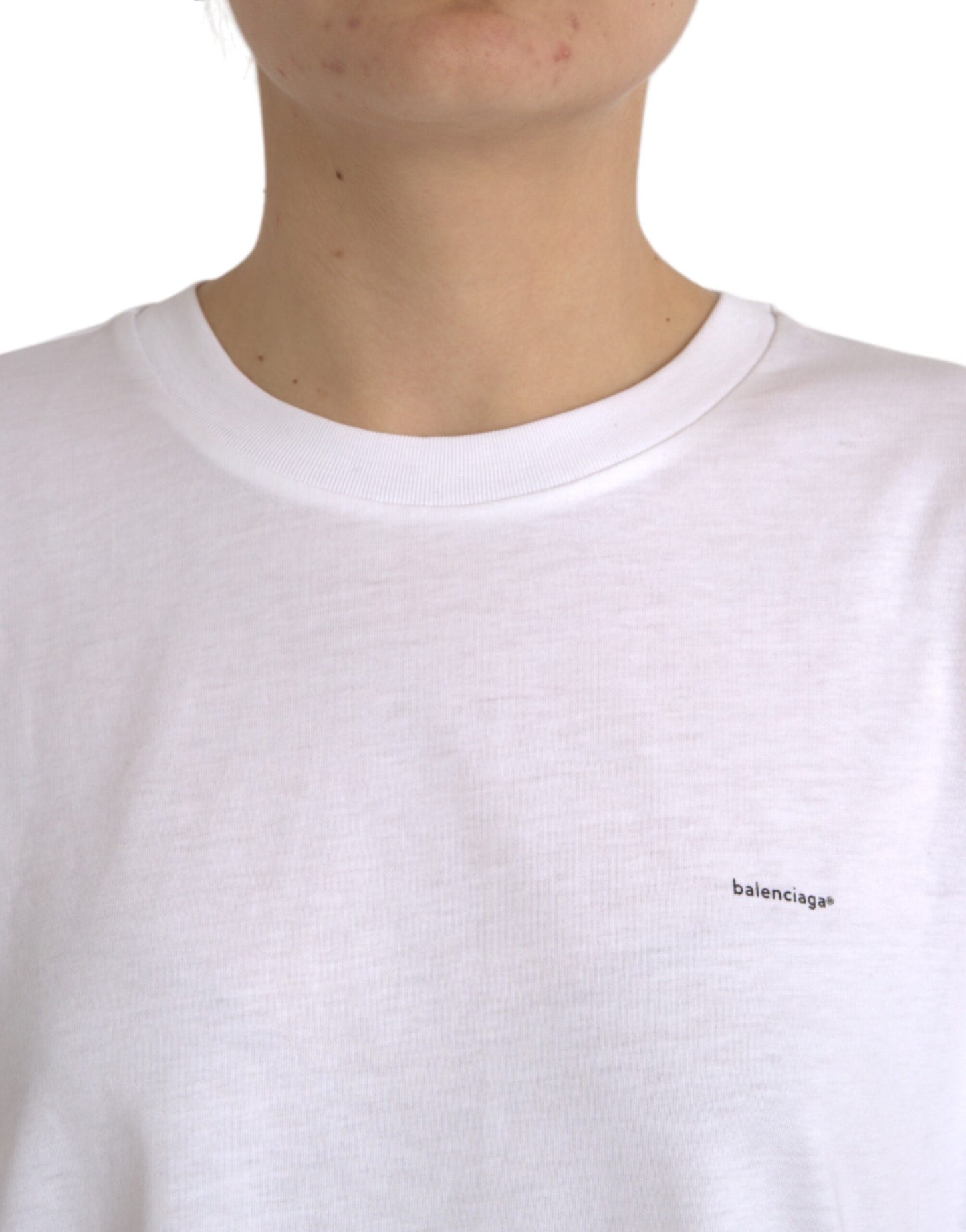 Camiseta de manga corta con cuello redondo de algodón blanco de Balenciaga