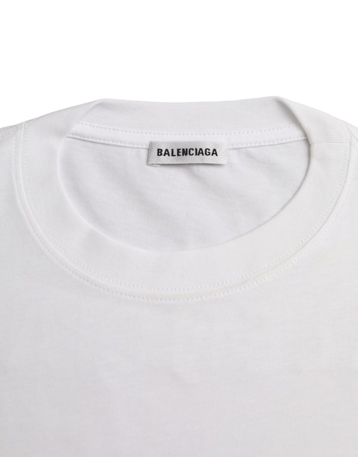 Camiseta de manga corta con cuello redondo de algodón blanco de Balenciaga