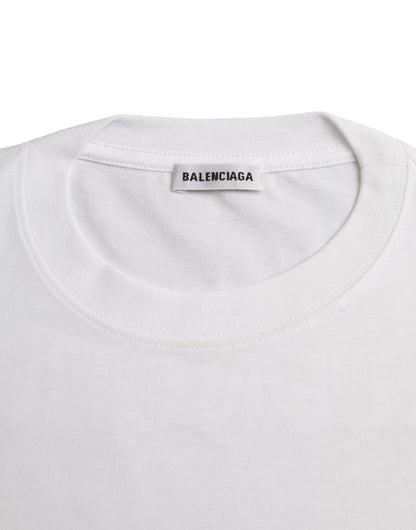 Camiseta de manga corta con cuello redondo de algodón blanco de Balenciaga