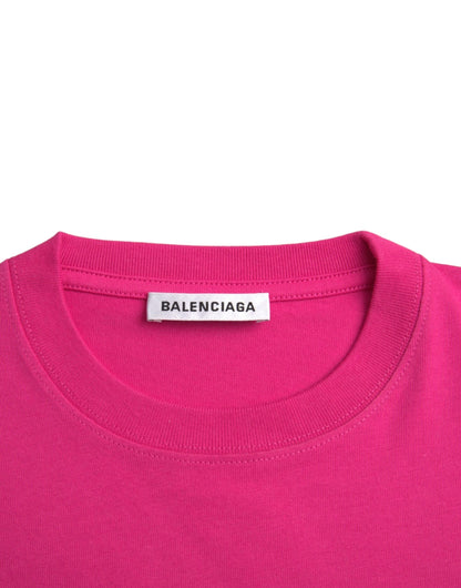 Camiseta de manga corta con cuello redondo de algodón rosa de Balenciaga