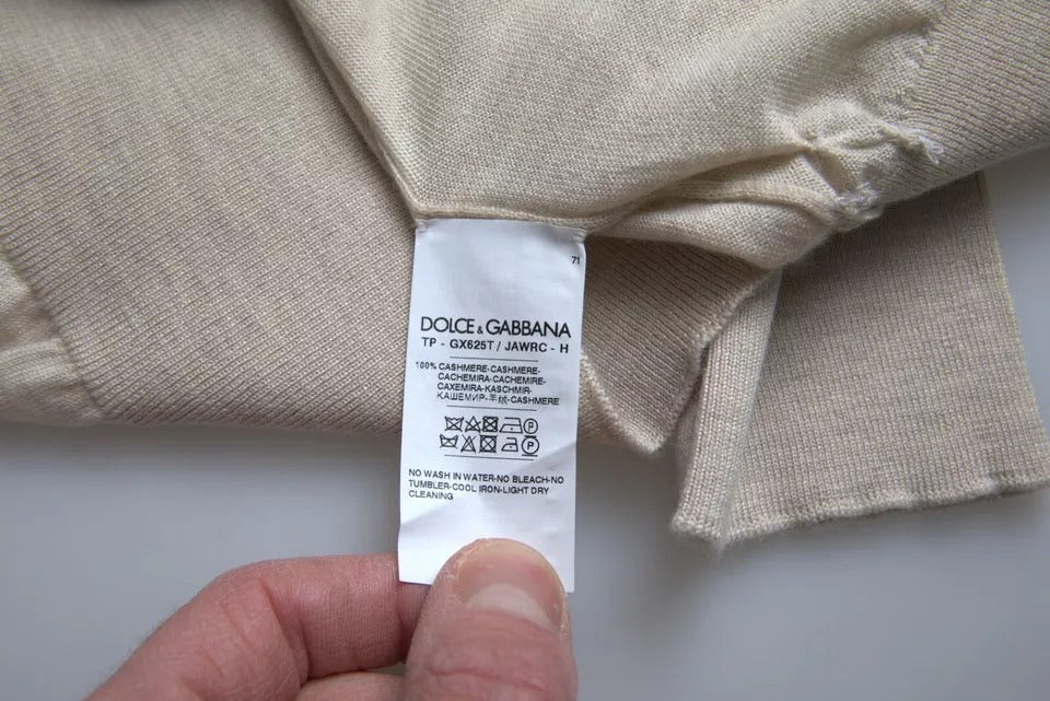 Suéter de cuello alto de cachemira beige de Dolce &amp; Gabbana