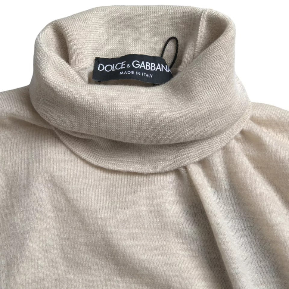 Suéter de cuello alto de cachemira beige de Dolce &amp; Gabbana