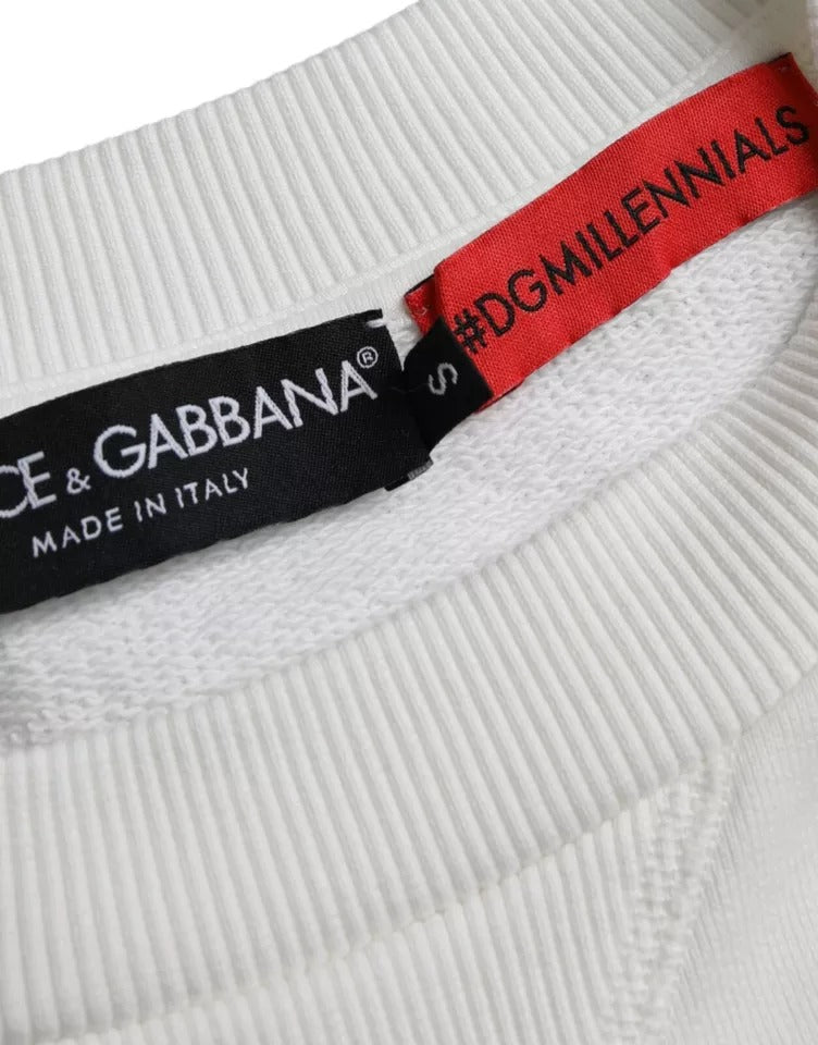 Sudadera con capucha de algodón con logotipo en relieve blanco de Dolce &amp; Gabbana para hombre