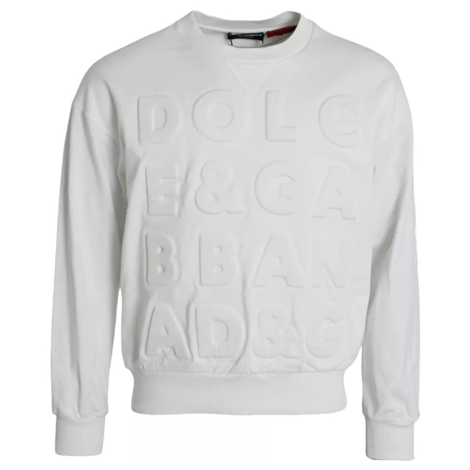 Sudadera con capucha de algodón con logotipo en relieve blanco de Dolce &amp; Gabbana para hombre