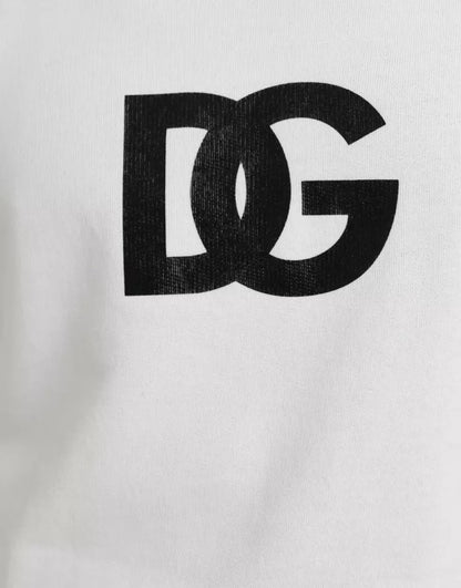 Suéter de cuello redondo de algodón con logotipo blanco de Dolce &amp; Gabbana