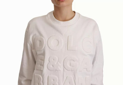 Sudadera de algodón con logo en relieve en blanco de Dolce &amp; Gabbana