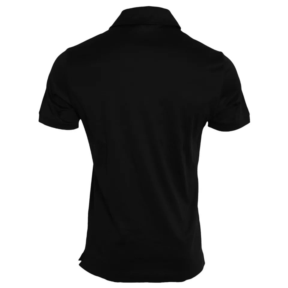 Camiseta tipo polo con cuello de algodón y logotipo negro de Dolce &amp; Gabbana