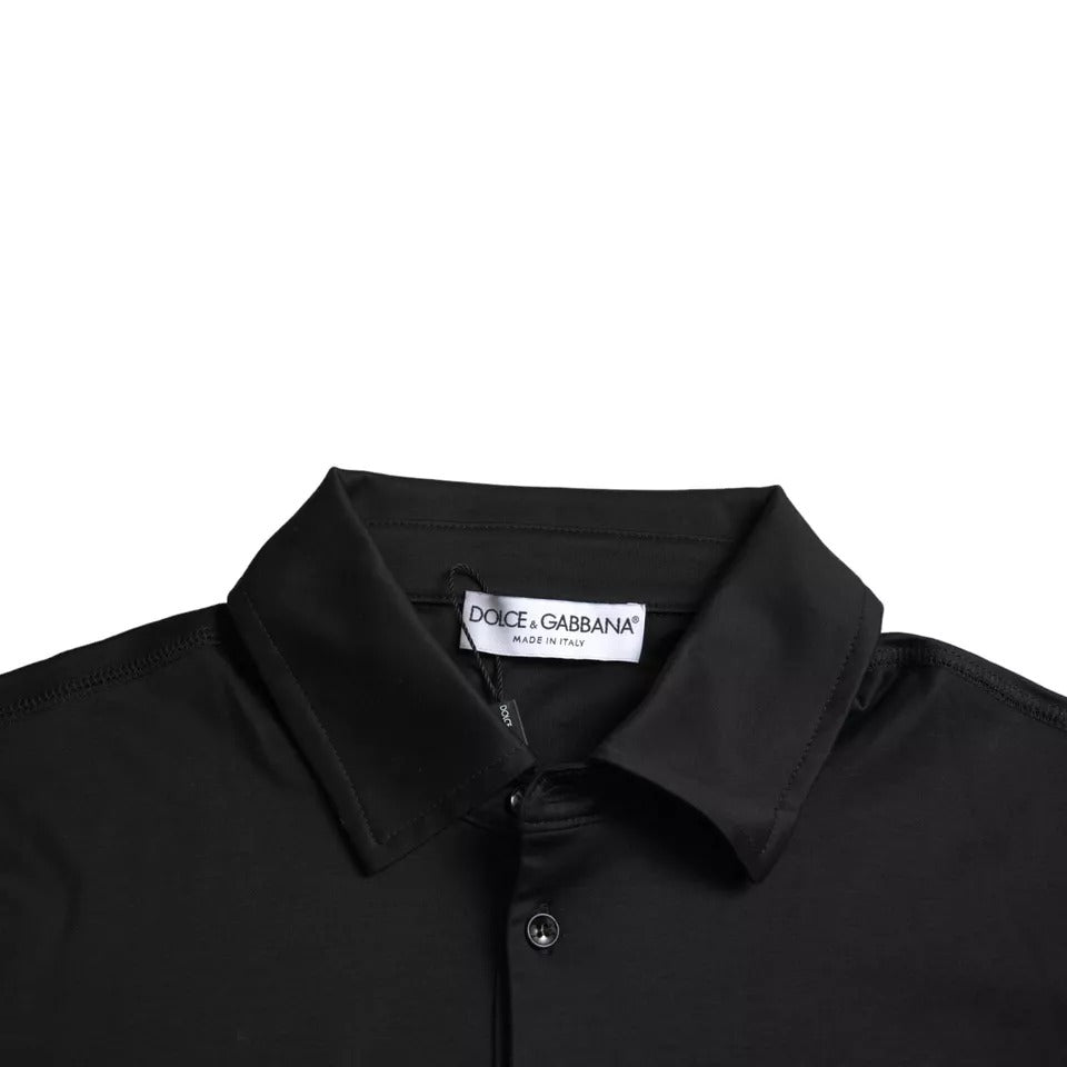 Camiseta tipo polo con cuello de algodón y logotipo negro de Dolce &amp; Gabbana