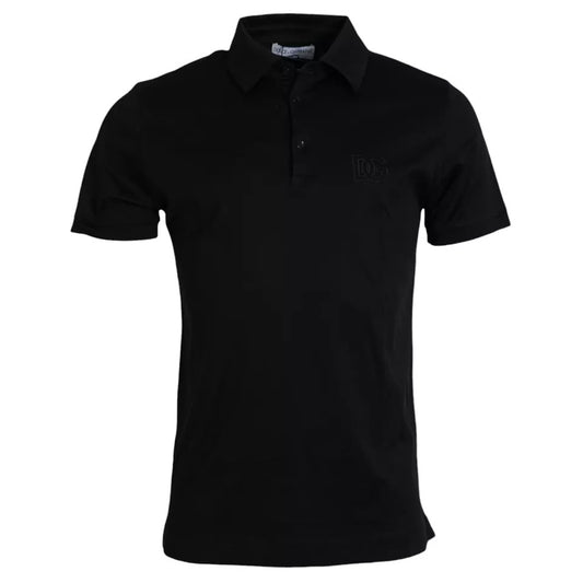 Camiseta tipo polo con cuello de algodón y logotipo negro de Dolce &amp; Gabbana