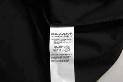 Camiseta de algodón con cuello redondo y parche del logotipo en negro de Dolce &amp; Gabbana