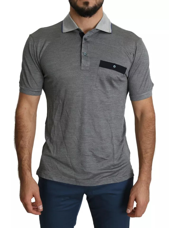 Camiseta tipo polo de seda con cuello gris de Dolce &amp; Gabbana