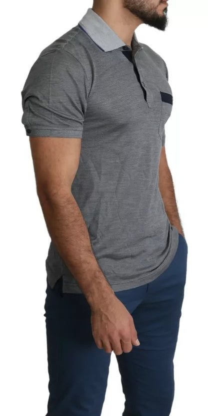 Camiseta tipo polo de seda con cuello gris de Dolce &amp; Gabbana