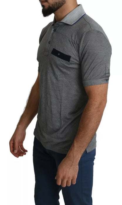 Camiseta tipo polo de seda con cuello gris de Dolce &amp; Gabbana