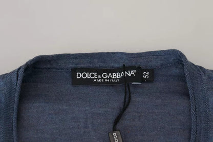 Camiseta de manga corta de seda azul claro para hombre de Dolce &amp; Gabbana