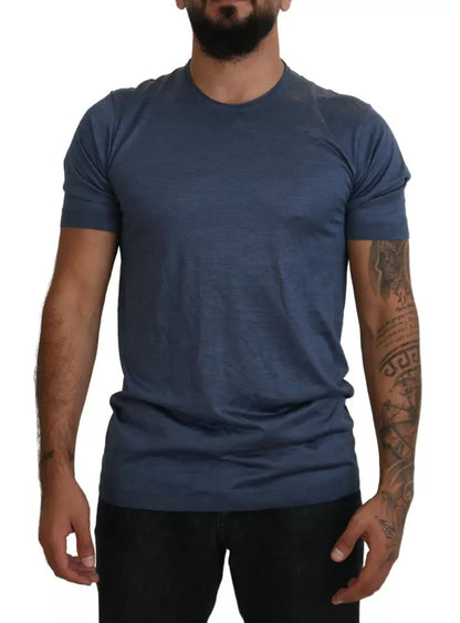 Camiseta de manga corta de seda azul claro para hombre de Dolce &amp; Gabbana