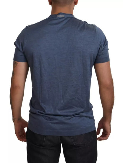 Camiseta de manga corta de seda azul claro para hombre de Dolce &amp; Gabbana